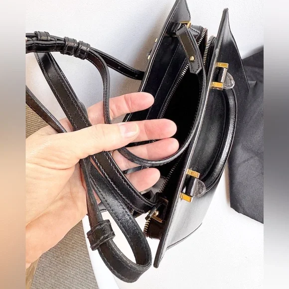 SOLD❤️Saint Laurent YSL Uptown Small Black Monogram Top Handle Bag + Clutch - Picture 15 of 16